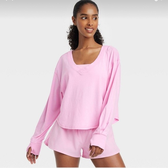 Joy Lab Oversized Pink Long Sleeve - Picture 1 of 3